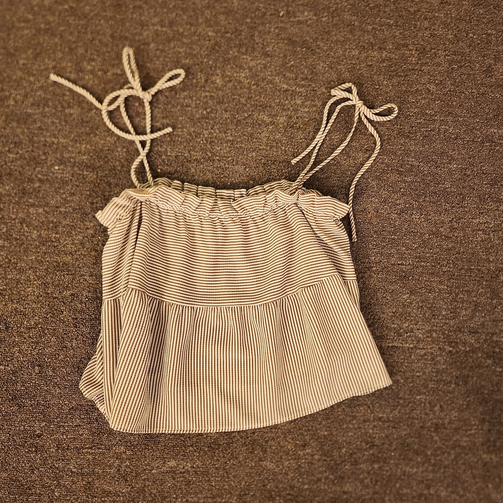 L.A. Heart Striped Tie Strap Crop Top – XS